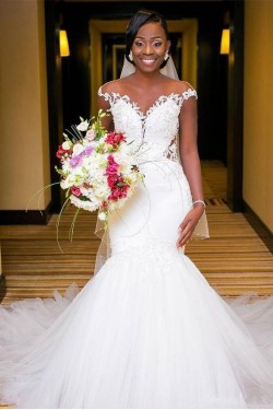 Mermaid Lace and Tulle Wedding Dresses Bridal Gowns 903217