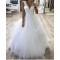 A-Line Lace and Tulle V Neck Wedding Dresses Bridal Gowns 903219