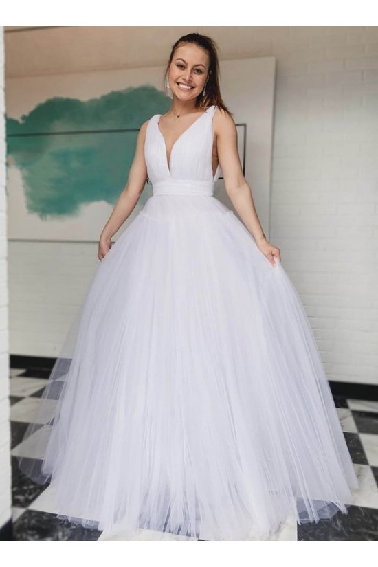A-Line V Neck Tulle Wedding Dresses Bridal Gowns 903222 A-Line V Neck Tulle Wedding Dresses Bridal Gowns 903222