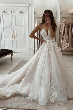 A-Line Lace and Tulle Wedding Dresses Bridal Gowns 903224