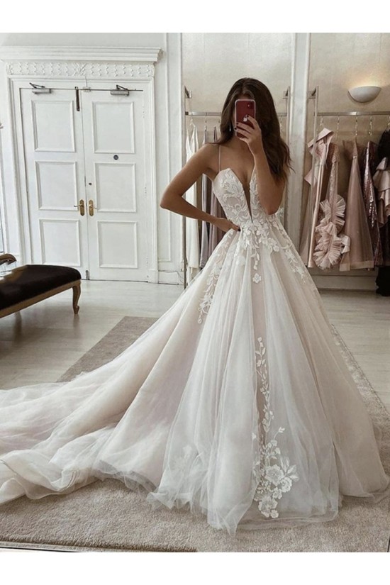 A-Line Lace and Tulle Wedding Dresses Bridal Gowns 903224