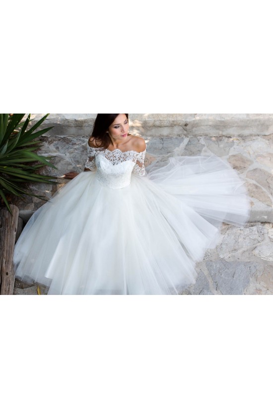 A-Line Lace and Tulle Wedding Dresses Bridal Gowns 903225