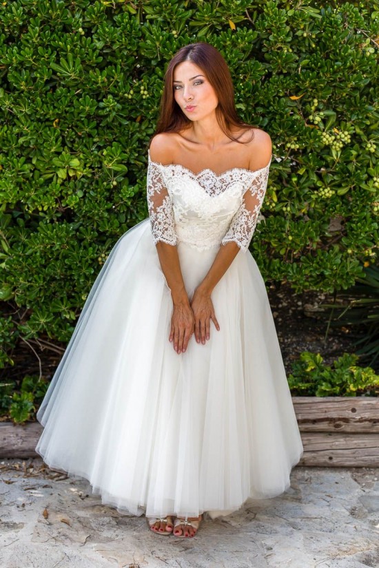 A-Line Lace and Tulle Wedding Dresses Bridal Gowns 903225