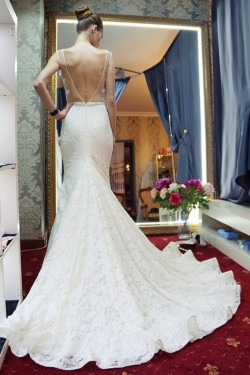 Elegant Mermaid Beaded Lace Wedding Dresses Bridal Gowns 903227
