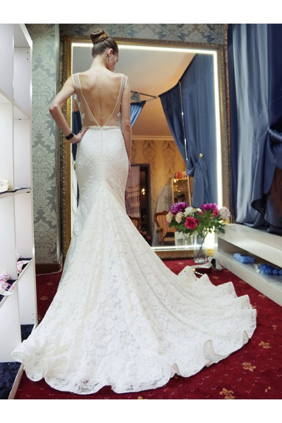 Elegant Mermaid Beaded Lace Wedding Dresses Bridal Gowns 903227
