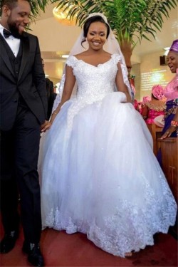 Ball Gown Long Sleeves Lace Wedding Dresses Bridal Gowns 903228