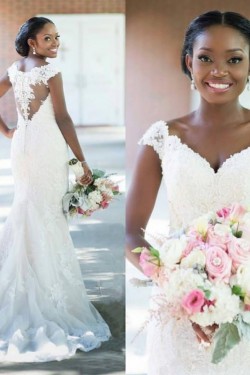 Mermaid Lace and Tulle Off the Shoulder Wedding Dresses Bridal Gowns 903230