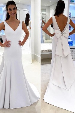 Mermaid V Neck Long Wedding Dresses Bridal Gowns 903232