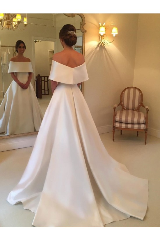 A-Line Off the Shoulder Long Satin Wedding Dresses Bridal Gowns 903234 A-Line Off the Shoulder Long Satin Wedding Dresses Bridal Gowns 903234