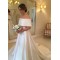 A-Line Off the Shoulder Long Satin Wedding Dresses Bridal Gowns 903234
