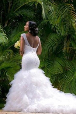 Mermaid Beaded Tulle Wedding Dresses Bridal Gowns 903241