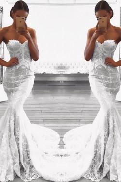 Mermaid Sweetheart Lace and Tulle Wedding Dresses Bridal Gowns 903247