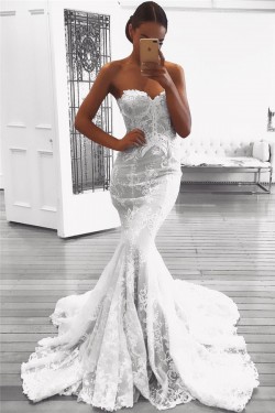 Mermaid Sweetheart Lace and Tulle Wedding Dresses Bridal Gowns 903247