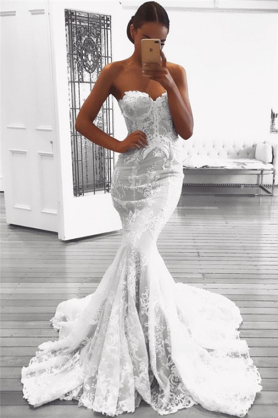 Mermaid Sweetheart Lace and Tulle Wedding Dresses Bridal Gowns 903247