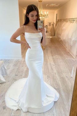 Mermaid Spaghetti Straps Long Wedding Dresses Bridal Gowns 903248