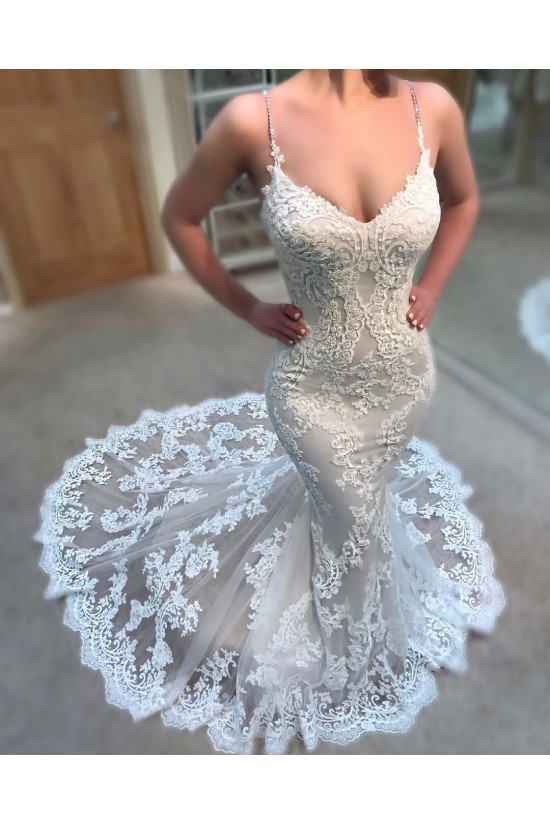 Mermaid Spaghetti Straps Lace and Tulle Wedding Dresses Bridal Gowns 903251 Mermaid Spaghetti Straps Lace and Tulle Wedding Dresses Bridal Gowns 903251