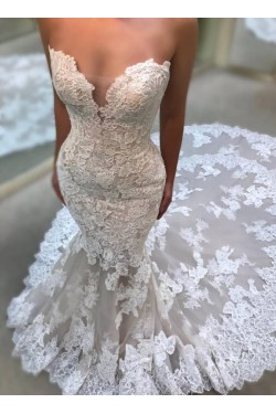 Mermaid Sweetheart Lace and Tulle Wedding Dresses Bridal Gowns 903252