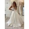 A-Line Satin and Lace Long Wedding Dresses Bridal Gowns 903262