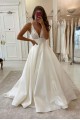 A-Line Satin and Lace Long Wedding Dresses Bridal Gowns 903262