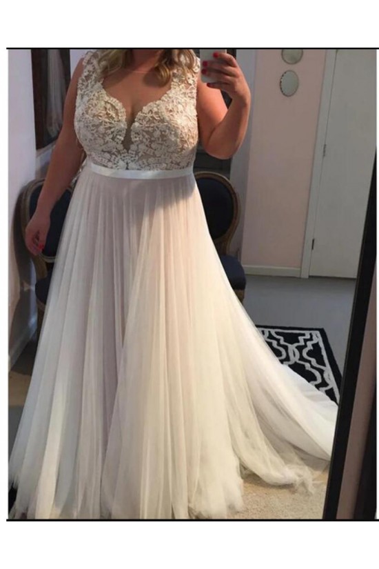 A-Line Lace and Tulle Wedding Dresses Bridal Gowns 903268