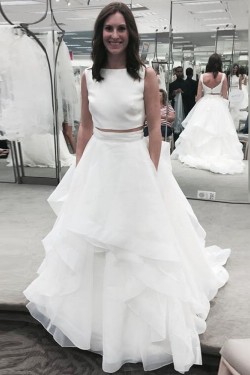 A-Line Two Pieces Long Wedding Dresses Bridal Gowns 903270