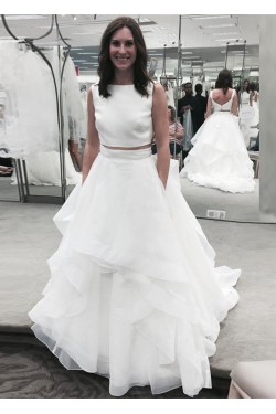 A-Line Two Pieces Long Wedding Dresses Bridal Gowns 903270