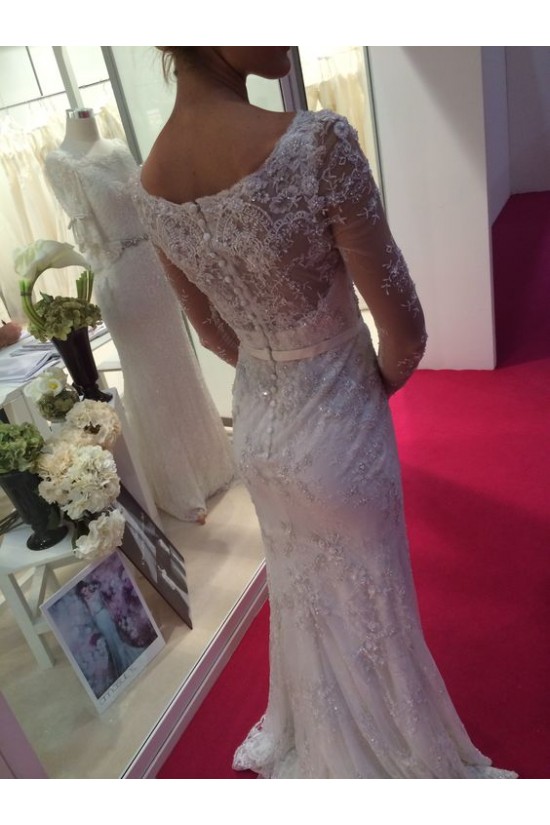 Mermaid Long Sleeves Beaded Lace Wedding Dresses Bridal Gowns 903274