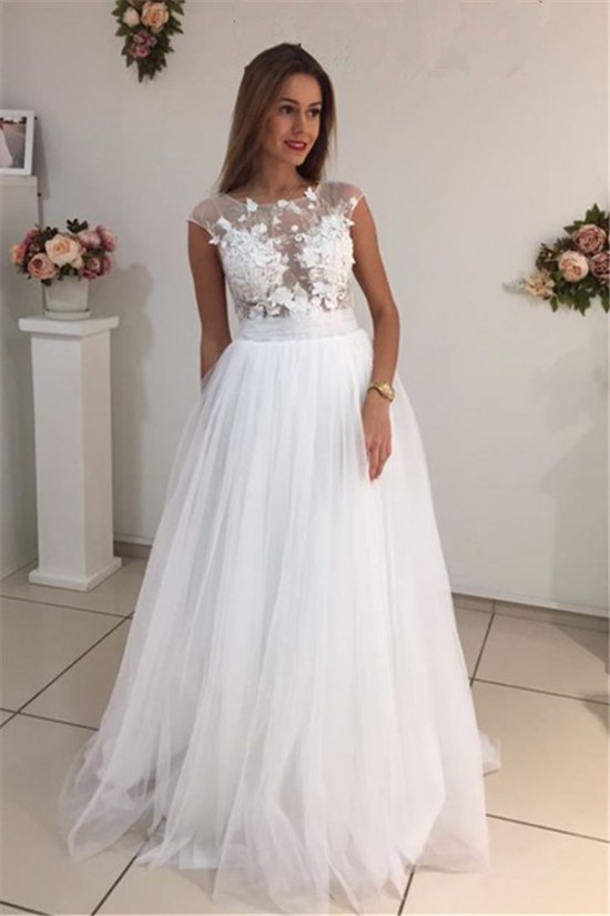 A-Line Lace and Tulle Wedding Dresses Bridal Gowns 903283