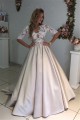 A-Line Lace and Satin Wedding Dresses Bridal Gowns 903285
