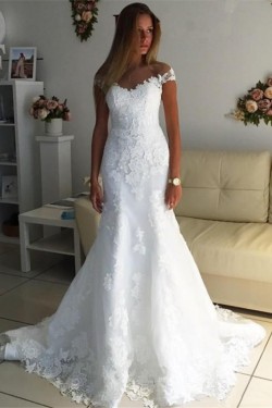 Mermaid Lace Off the Shoulder Long Wedding Dresses Bridal Gowns 903288