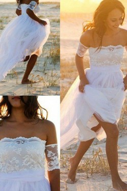 Lace and Tulle Off the Shoulder Wedding Dresses Bridal Gowns 903290