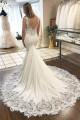 Mermaid Lace V Neck Long Wedding Dresses Bridal Gowns 903291