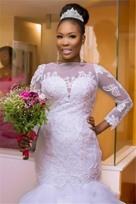 Mermaid Long Sleeves Lace Wedding Dresses Bridal Gowns 903296