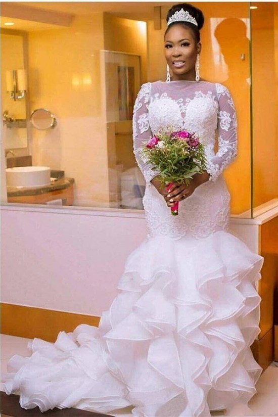 Mermaid Long Sleeves Lace Wedding Dresses Bridal Gowns 903296
