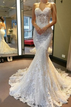 Mermaid Sweetheart Lace and TulleWedding Dresses Bridal Gowns 903297