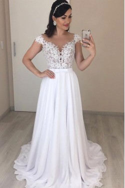 A-Line Lace and Chiffon Wedding Dresses Bridal Gowns 903299