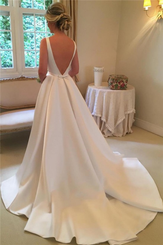 A-Line Long Satin Wedding Dresses Bridal Gowns 903305 A-Line Long Satin Wedding Dresses Bridal Gowns 903305