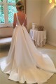 A-Line Long Satin Wedding Dresses Bridal Gowns 903305
