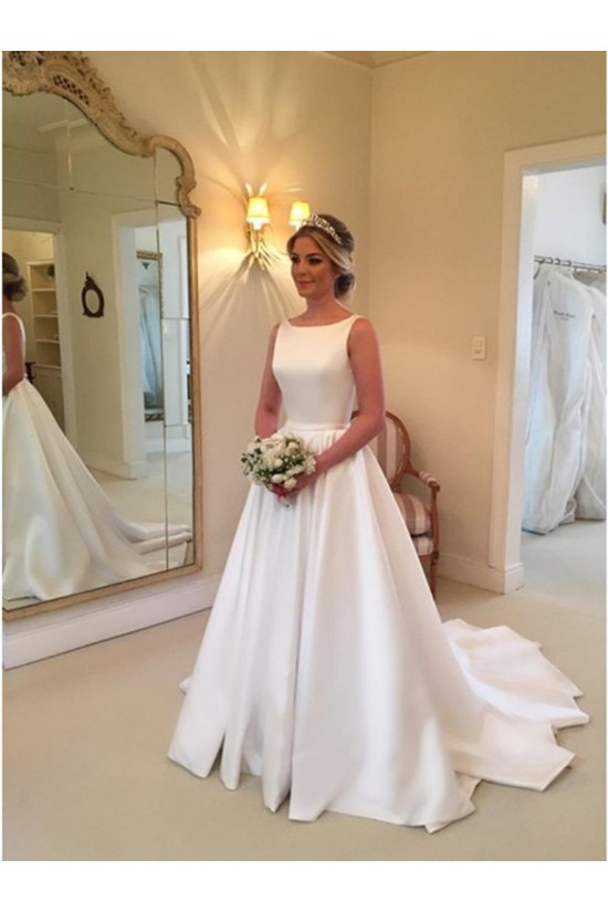 A-Line Long Satin Wedding Dresses Bridal Gowns 903305 A-Line Long Satin Wedding Dresses Bridal Gowns 903305