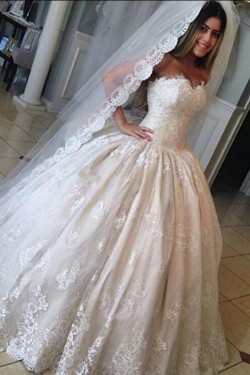 A-Line Sweetheart Lace Ball Gowns Wedding Dresses Bridal Gowns 903309