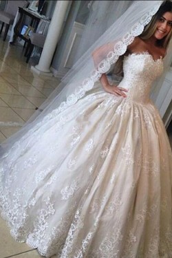 A-Line Sweetheart Lace Ball Gowns Wedding Dresses Bridal Gowns 903309