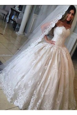 A-Line Sweetheart Lace Ball Gowns Wedding Dresses Bridal Gowns 903309