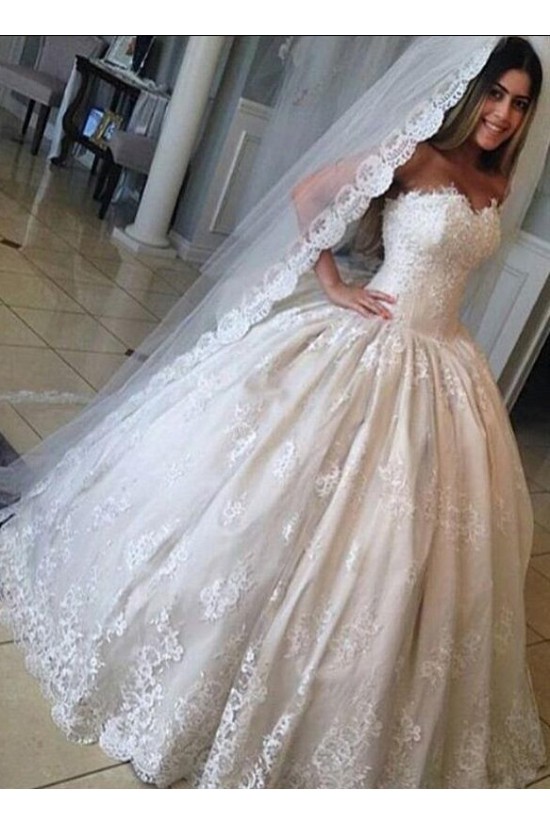 A-Line Sweetheart Lace Ball Gowns Wedding Dresses Bridal Gowns 903309