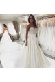 A-Line Lace and Satin Long Wedding Dresses Bridal Gowns 903313