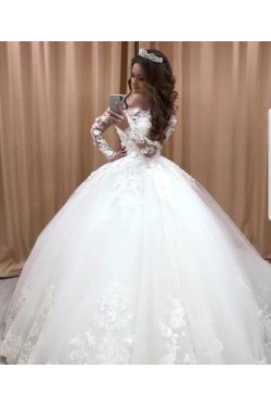 Ball Gowns Lace Long Sleeves Wedding Dresses Bridal Gowns 903315