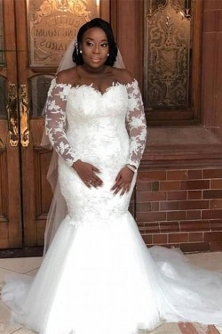 Mermaid Lace Off the Shoulder Long Wedding Dresses Bridal Gowns 903322