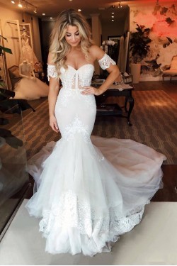 Mermaid Lace Long Wedding Dresses Bridal Gowns 903327