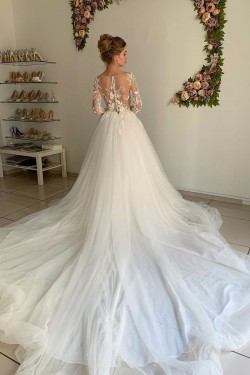 Lace and Tulle Long Sleeves Wedding Dresses Bridal Gowns 903330