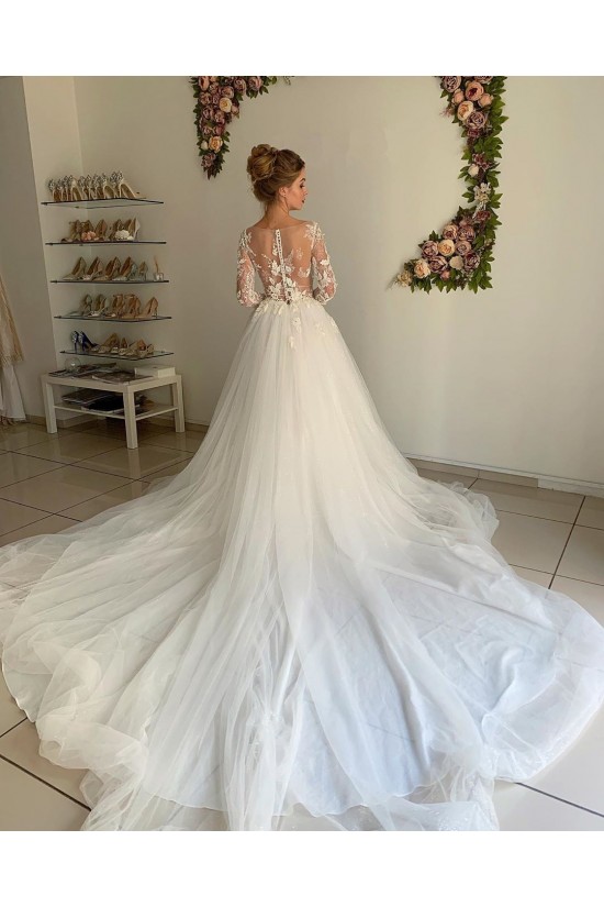 Lace and Tulle Long Sleeves Wedding Dresses Bridal Gowns 903330 Lace and Tulle Long Sleeves Wedding Dresses Bridal Gowns 903330