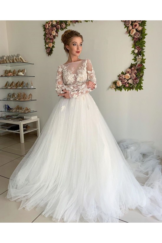 Lace and Tulle Long Sleeves Wedding Dresses Bridal Gowns 903330 Lace and Tulle Long Sleeves Wedding Dresses Bridal Gowns 903330